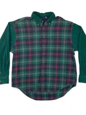 GAP Vintage Green and Red Plaid Button-Down Shirt